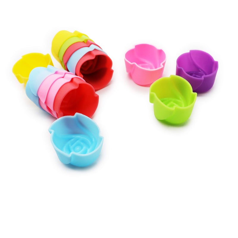 N2 Meiyouju 20 Pcs Reusable and Not Sticky Mini Flower Silicone Baking Cups,Mini Cupcake Liners,Muffin Chocolate Holders Truffle Cups, Easy Clean,Multicolor - Image 4